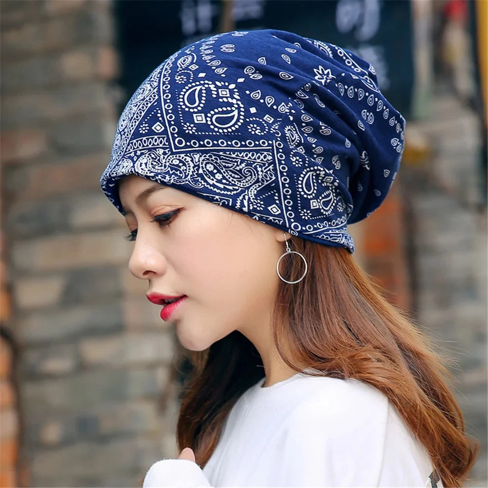 CN Women Knit Beanie Cap 2 Way Wear Bonnet WinterHat