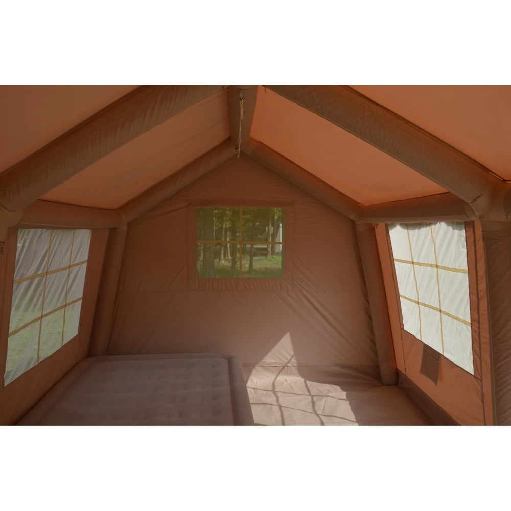 5min Easy Setup Large Inflatable Camping Tent 300D Cotton Fabric Ventilation with Canopy Waterproof Windproof Blow up Tents