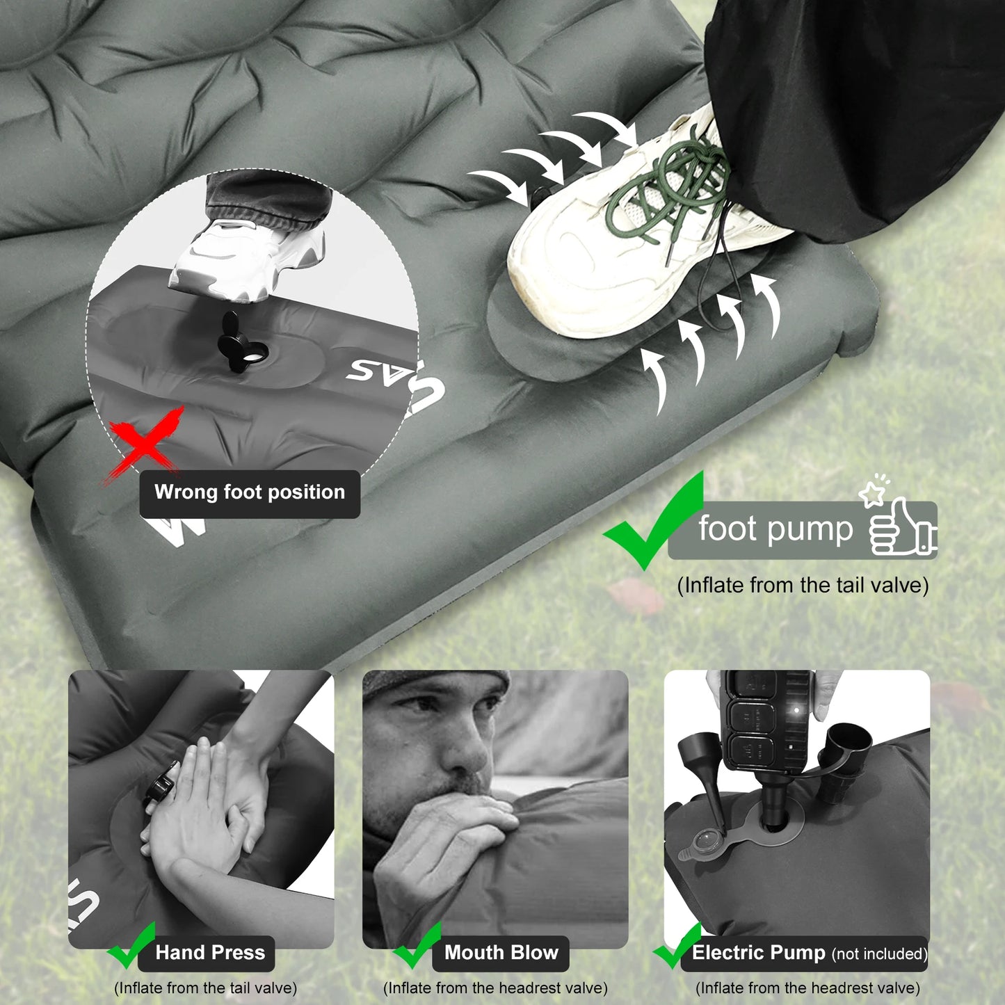 WTVIDAS Ultralight Camping Sleeping Pad With Built In Pump