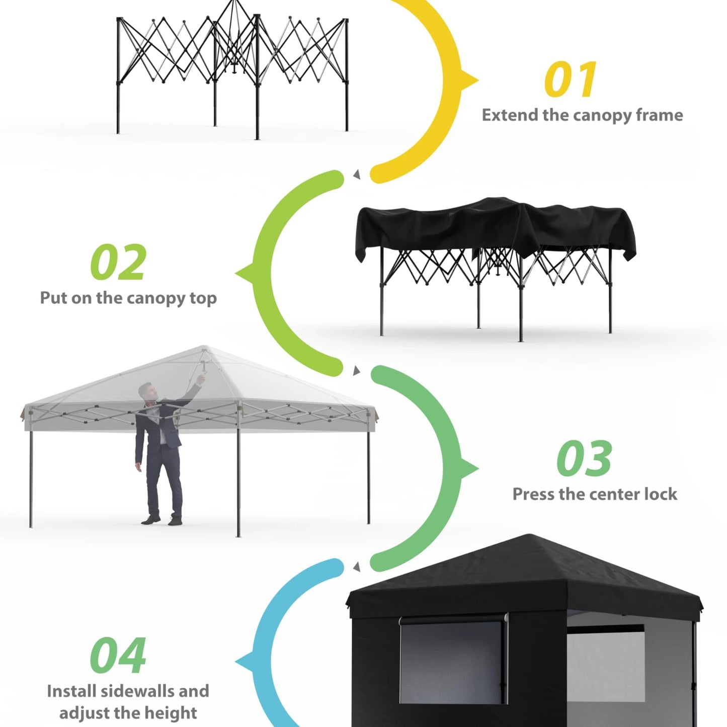 10' x 10' Pop Up Canopy Tent, Outdoor Pop Up Commercial Canopy with 3 Removable Sidewalls, Heavy Duty Commercial Instant Tent