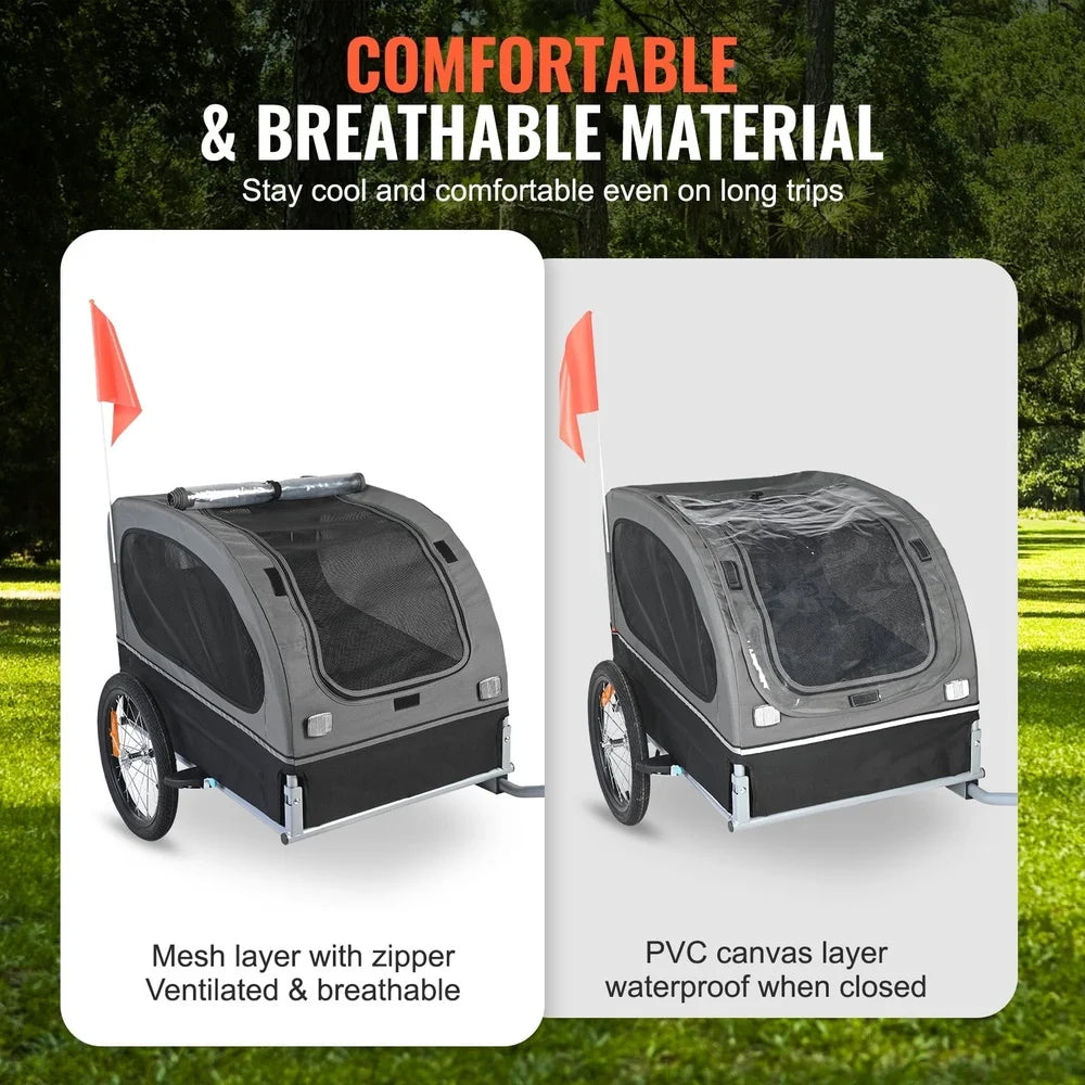 DUTRIEUX Waterproof Pet Bicycle Trailer With Foldable Frame