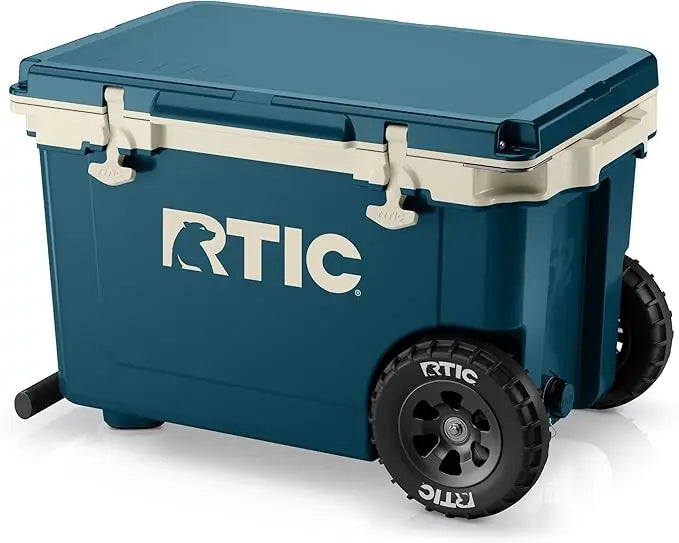 52 Quart Ultra-Light Wheeled Hard Cooler Insulated Portable Ice Chest Box for Beach, Drink, Beverage, Camping, Picnic, Fishing,
