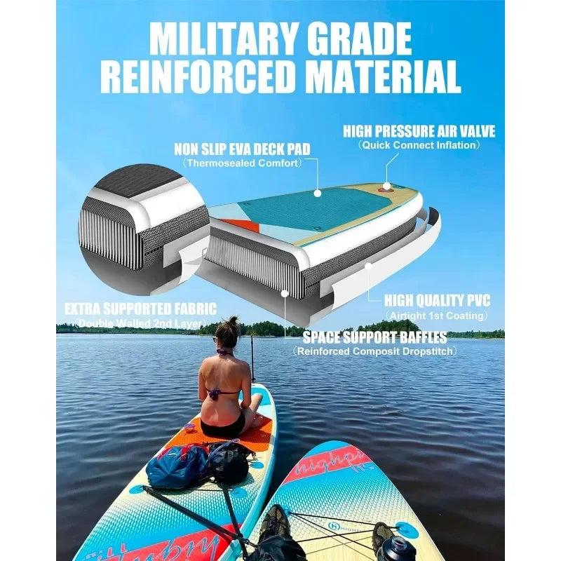 Hot Sale.Inflatable Stand Up Paddle Board 11'x33''x6''W Premium SUP Accessories,Backpack,Wide Stance,Surf Control, Non-Slip Deck