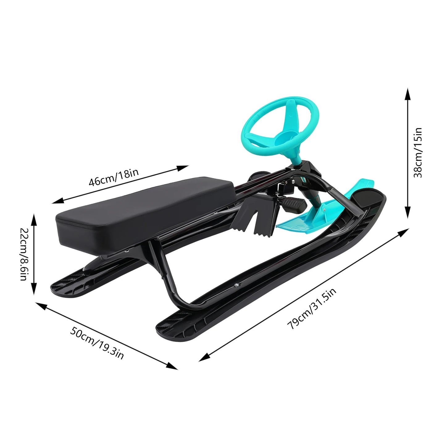 Hign Concerned Snow Sled With Steering And Twin Brakes