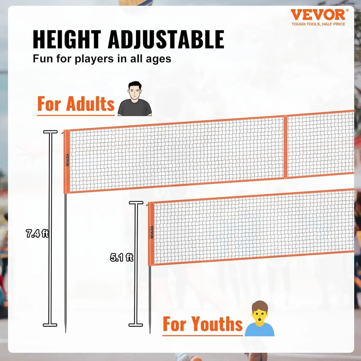 Adjustable 4-Way Volleyball Net Set for Outdoor Fun