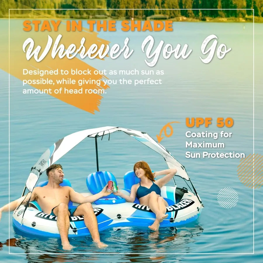 2024 New and Upgraded Sunlite Sports Heavy Duty River Tube Inflatable Premium Water Float to Lounge Above Lake and River Outdoo