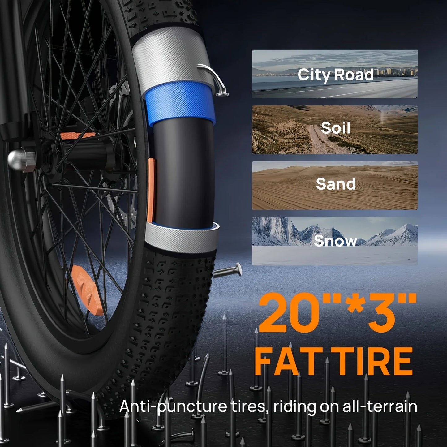 URLIFE E20 1000W Fat Tire Electric Bike Removable Battery
