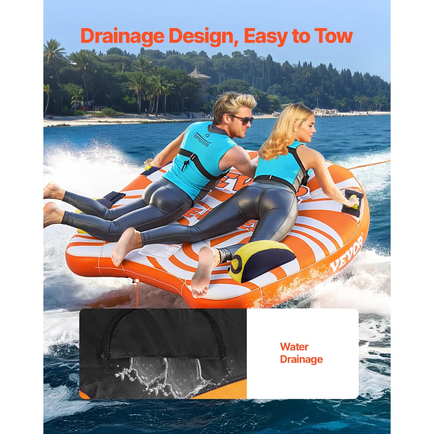 Hign Concerned Towable Two Rider Boat Tube For Water Sports