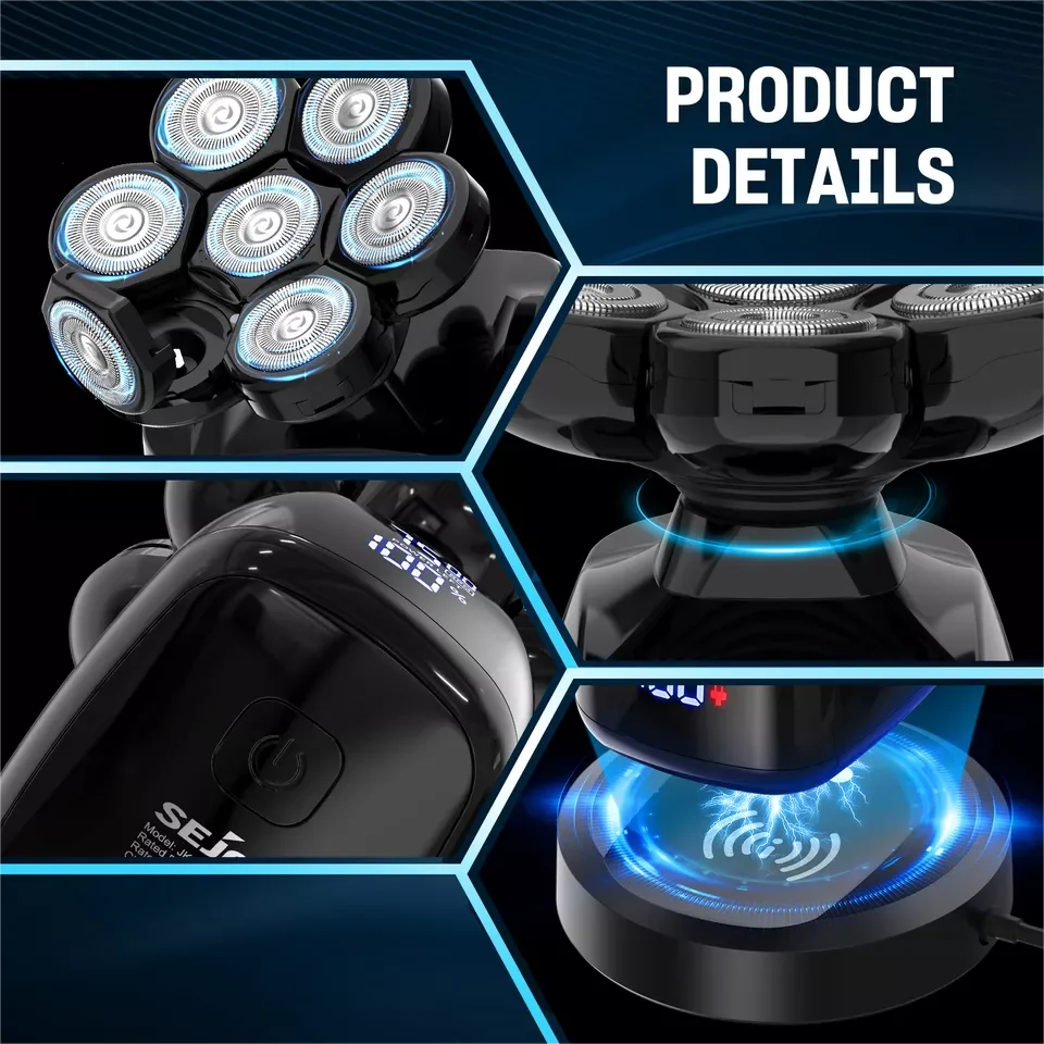 Sejoy 7D Electric Head Shaver for Bald Men Waterproof