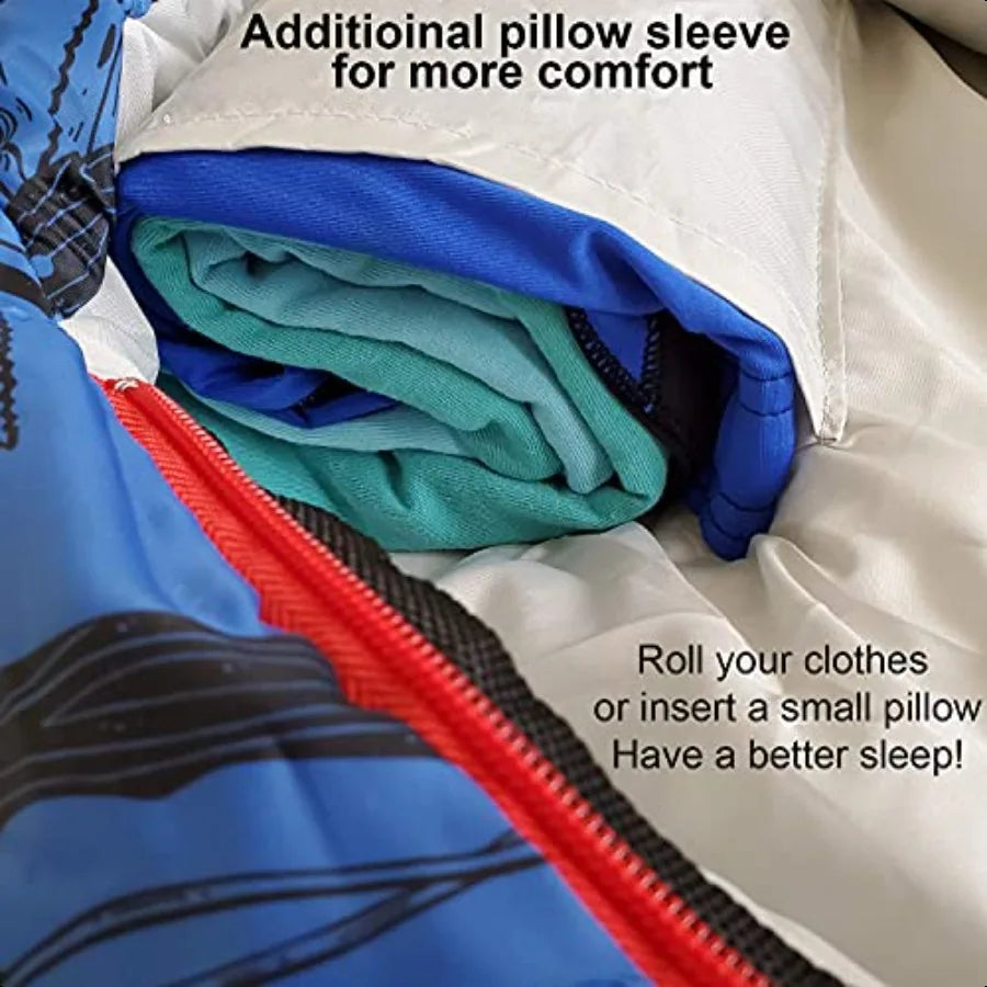 KidzAdventure Mummy Style Sleeping Bag With Pillow Sleeve