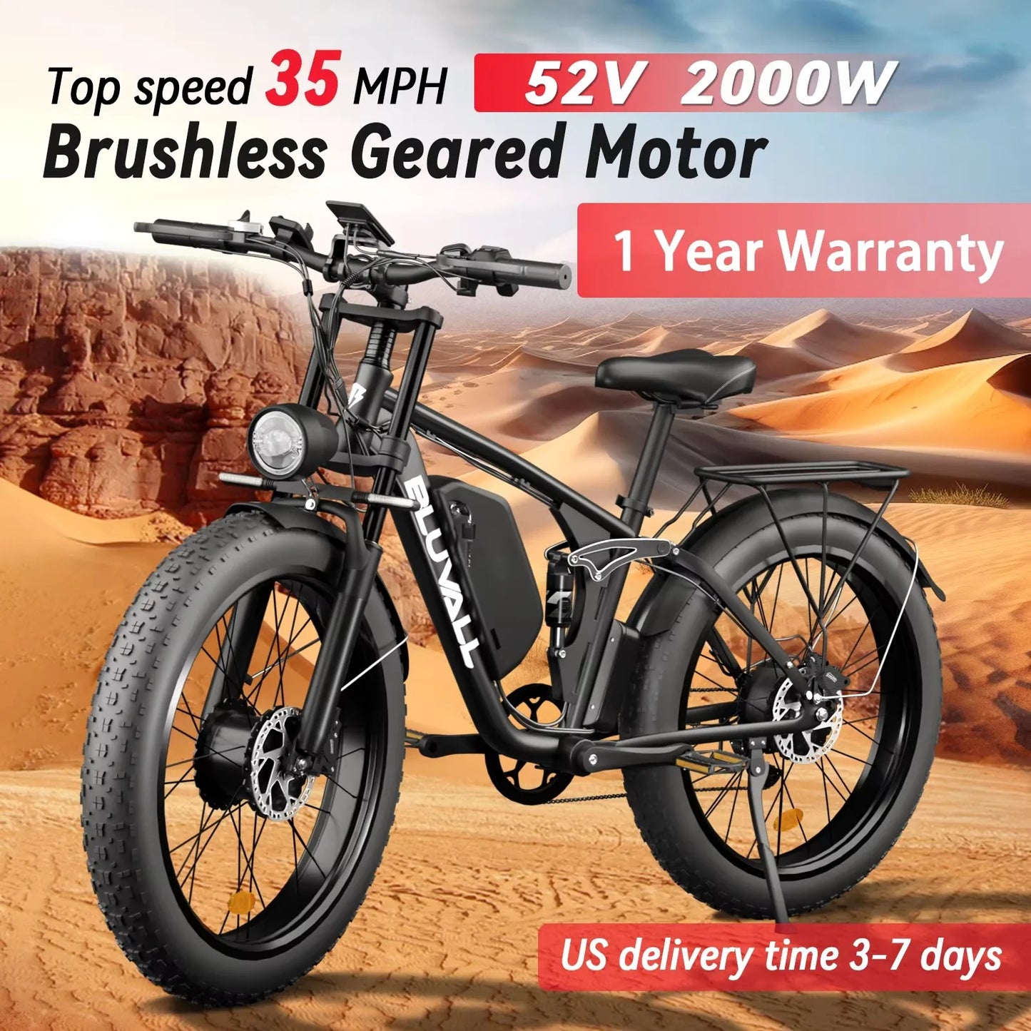 ZEEGR 52V Dual Motor Electric Fat Bike Full Suspension