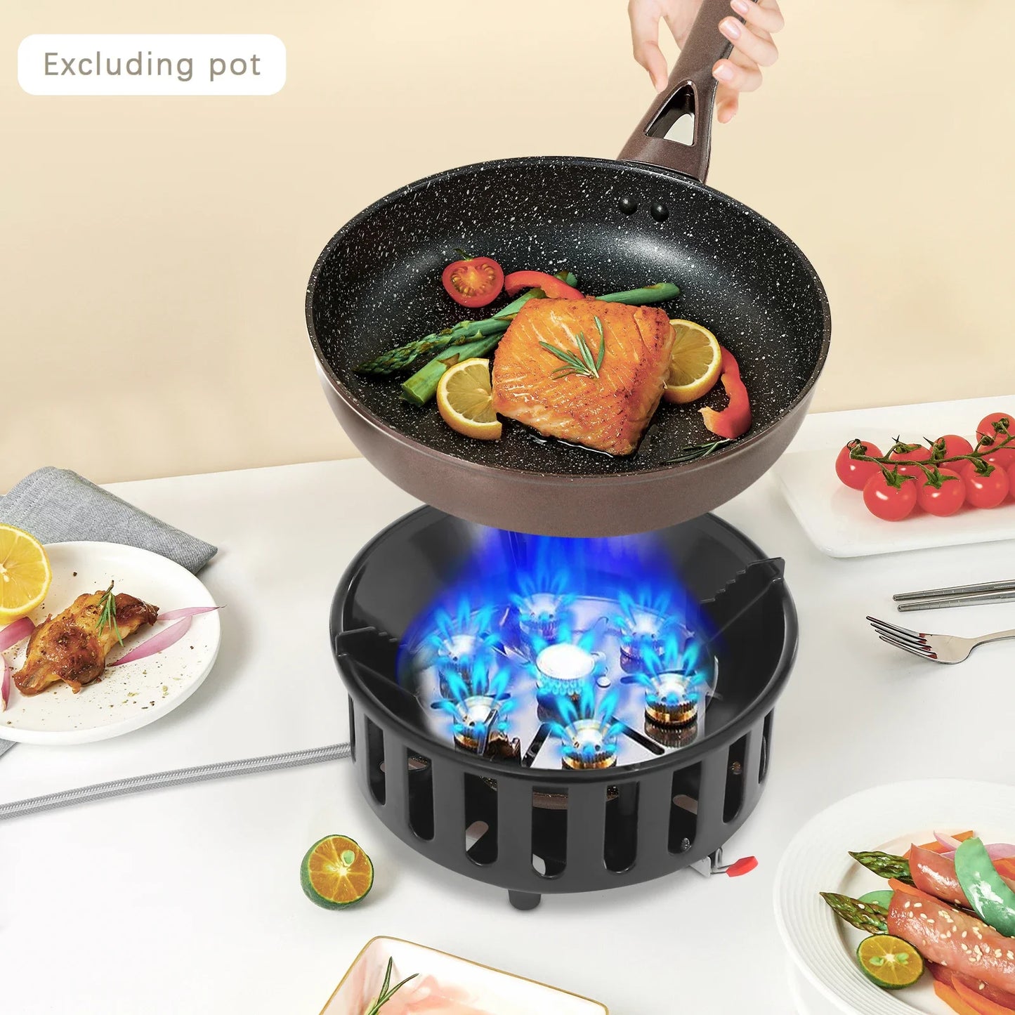 Portable Camping Gas Stove 21000W Windproof With Adapters