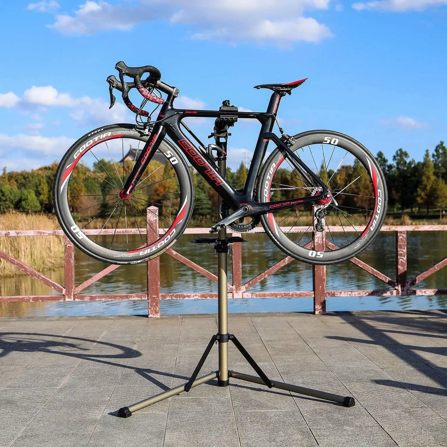 XMSJH Bike Repair Stand Adjustable Aluminum Workshop Rack