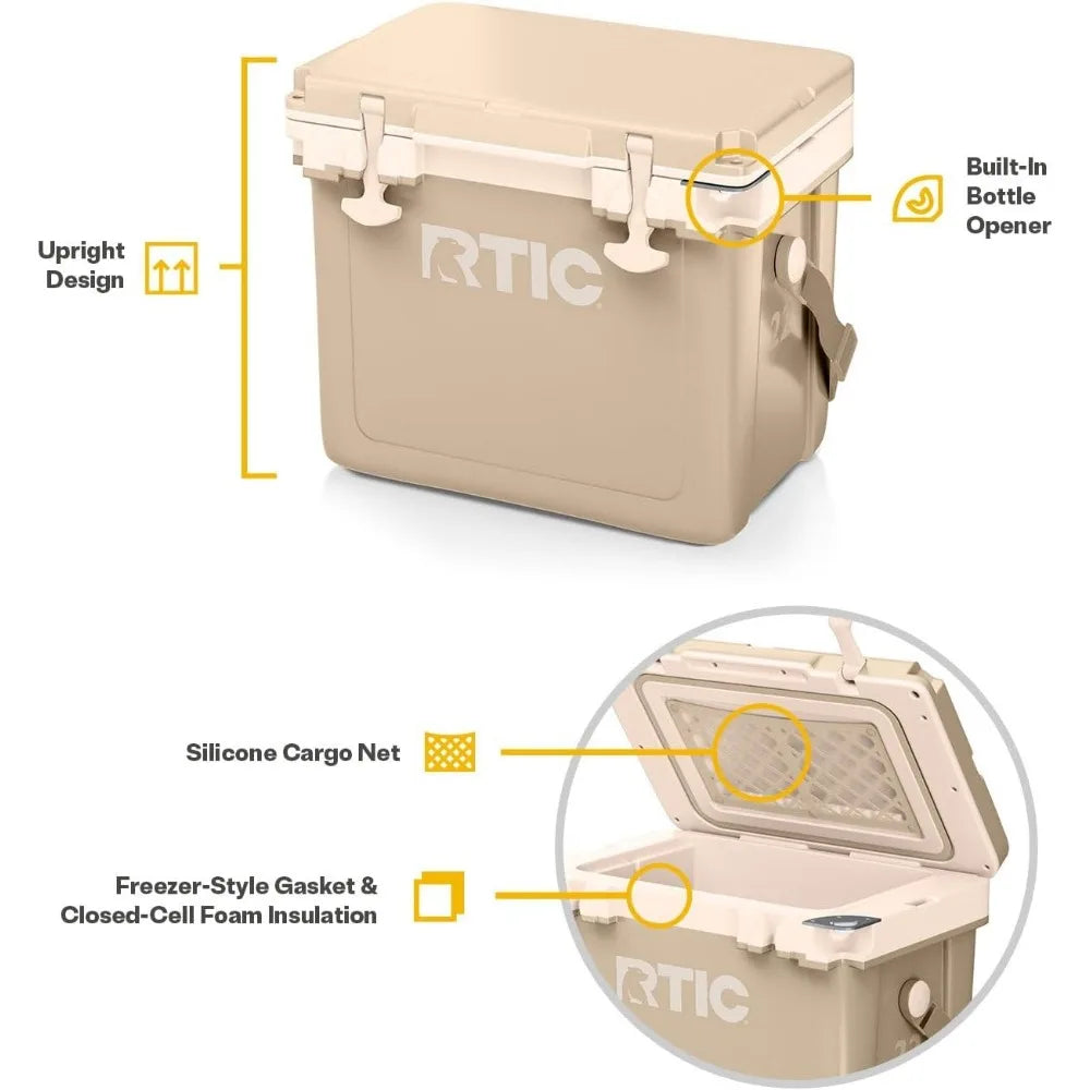 Ultra-Light 22 Quart Hard Cooler Insulated Portable Ice Chest Box for Drink, Beverage, Beach, Camping, Picnic, Fishing, Boat, B