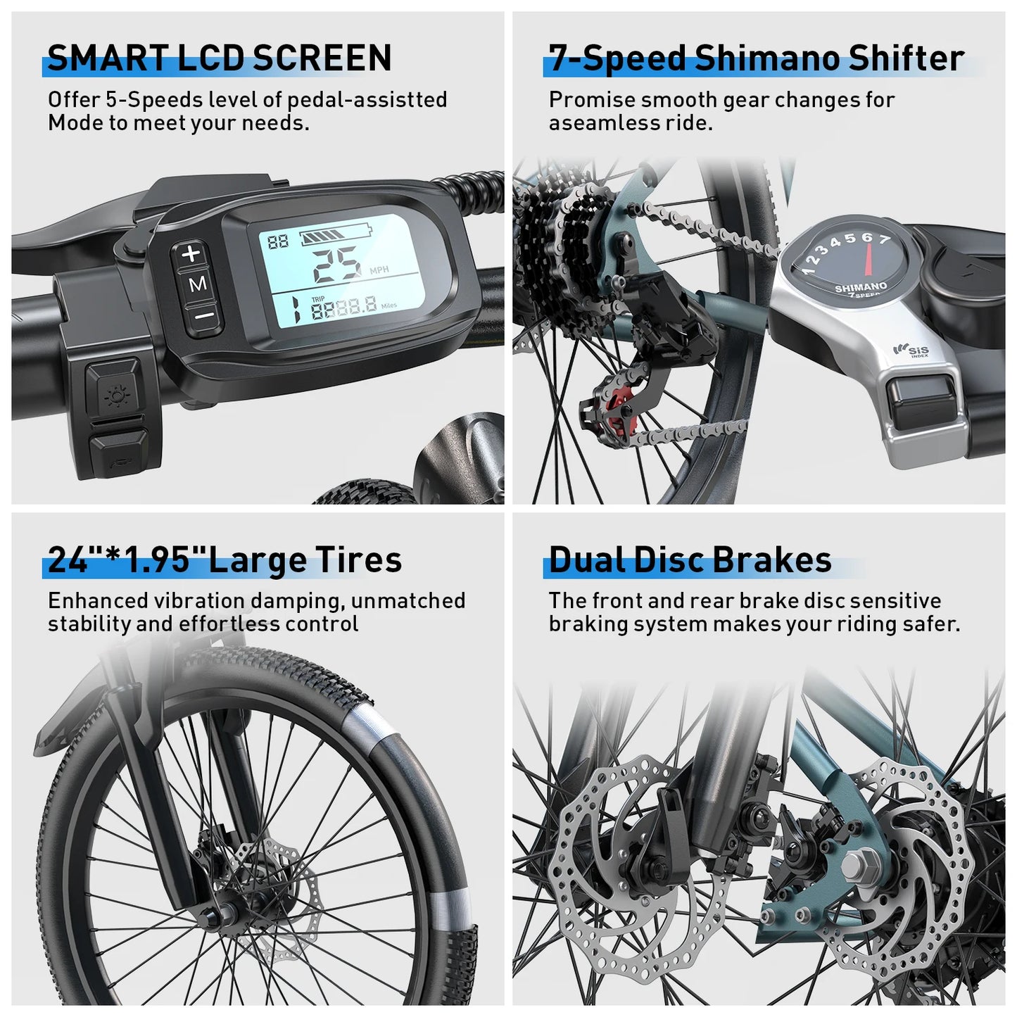 26" 24" Electric Bike For Adults With 500W Powerful Motor 36V 374Wh/468Wh Battery, Up To 30 Miles, 19 MPH,Electric Mountain Bike