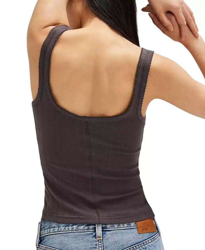 Free People End Game Pointelle Sleeveless Yoga Tank Top