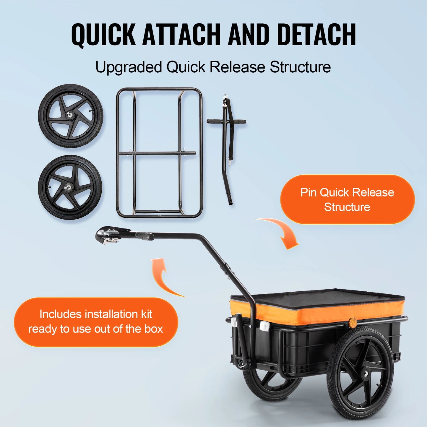 SucceBuy Bike Cargo Trailer Foldable Storage Wagon 88 Lbs