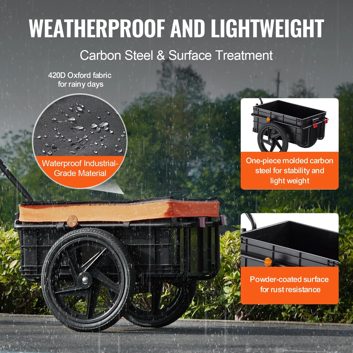 SucceBuy Bike Cargo Trailer Foldable Storage Wagon 88 Lbs