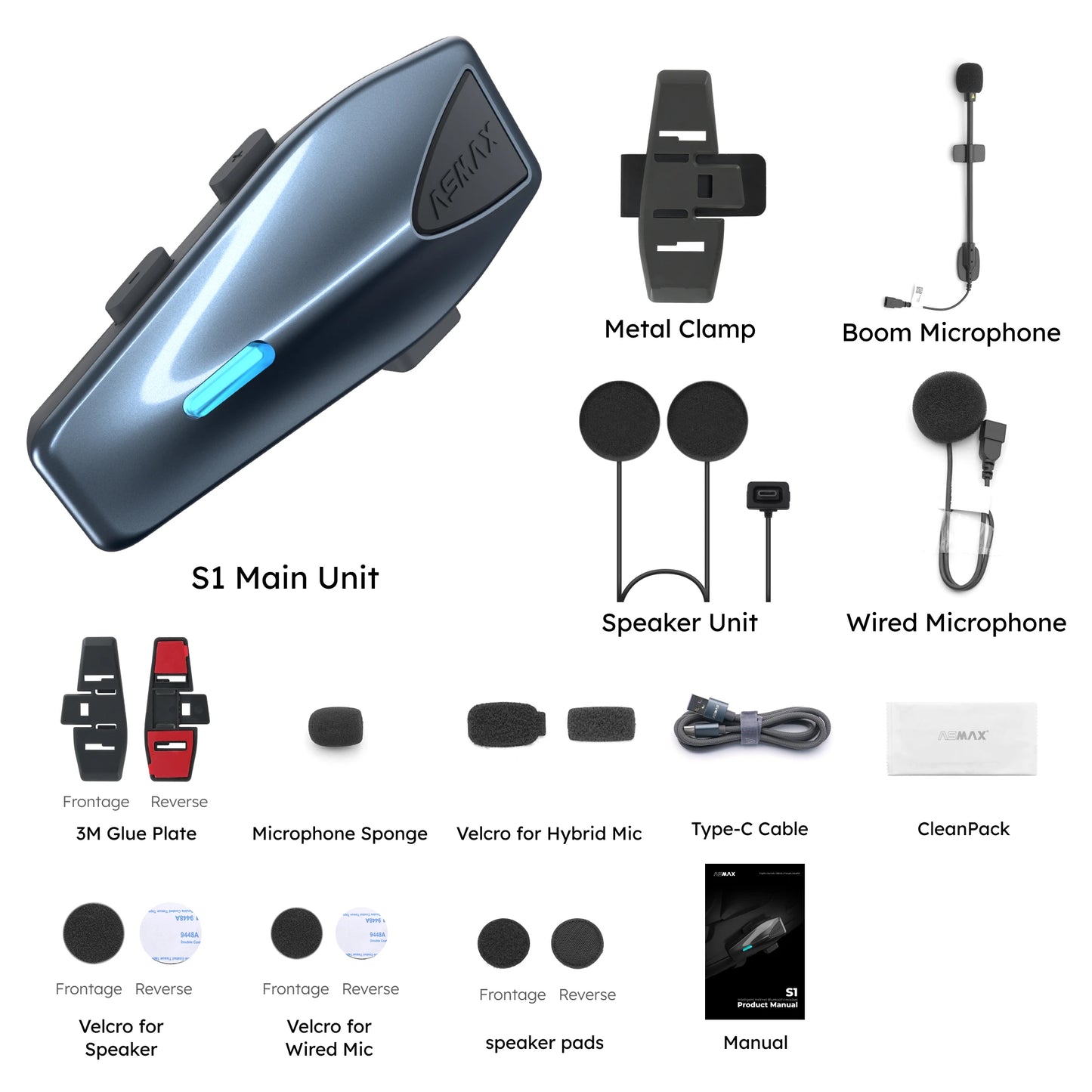 ASMAX S1 Bluetooth Intercom for Motorcycle and ATV