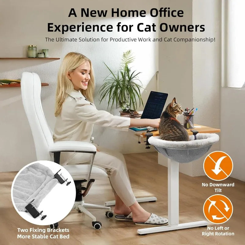 Hign Concerned Large Cat Desk Bed Secure With Dual Clamps