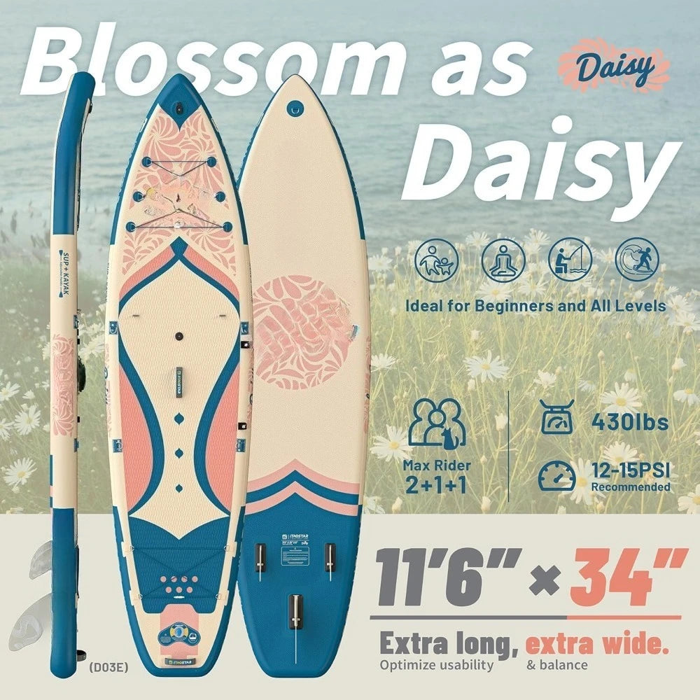 Free Delivery - 11'6’ × 35” Extra Wide Paddle Board with Seat,One-Stop Premium SUP Board Accessories, Tailored 5 Fins - Hot Sale