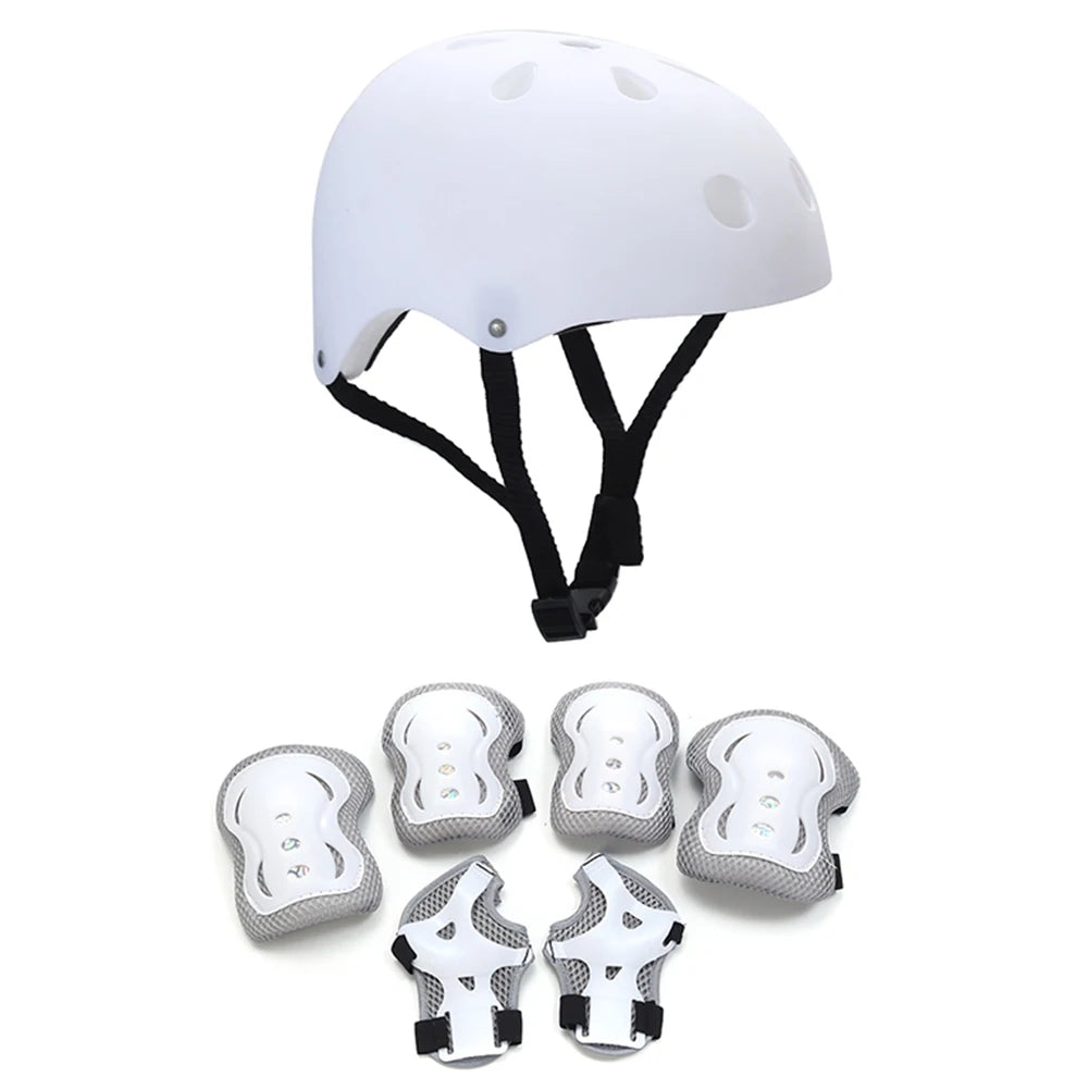 7Pcs/Set Kids Safety Helmet Knee Elbow Pad Set Kids Protective Gear Set for Bicycle Cycling Skateboard Scooter Skating