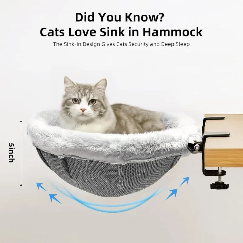 Hign Concerned Large Cat Desk Bed Secure With Dual Clamps