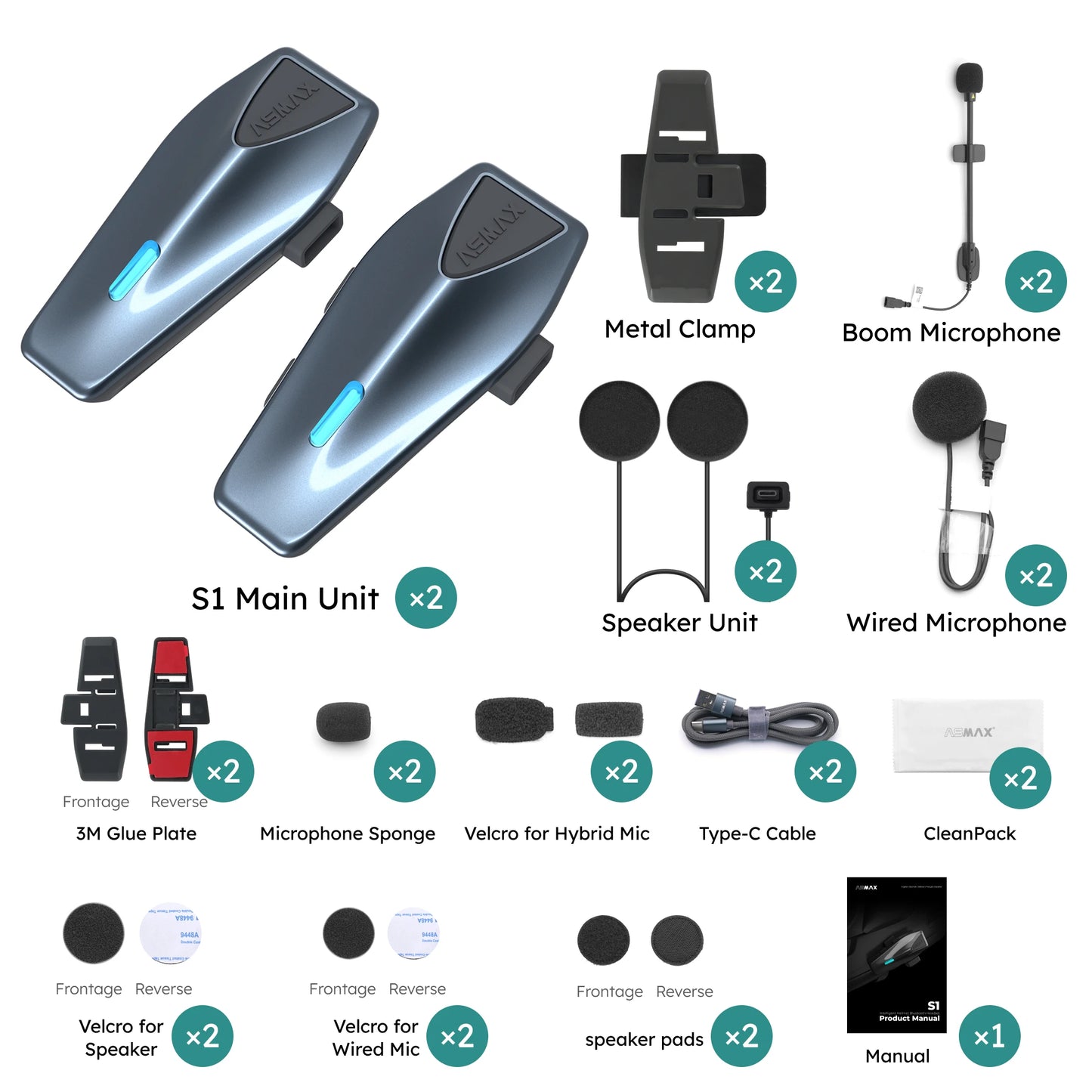 ASMAX S1 Bluetooth Intercom for Motorcycle and ATV