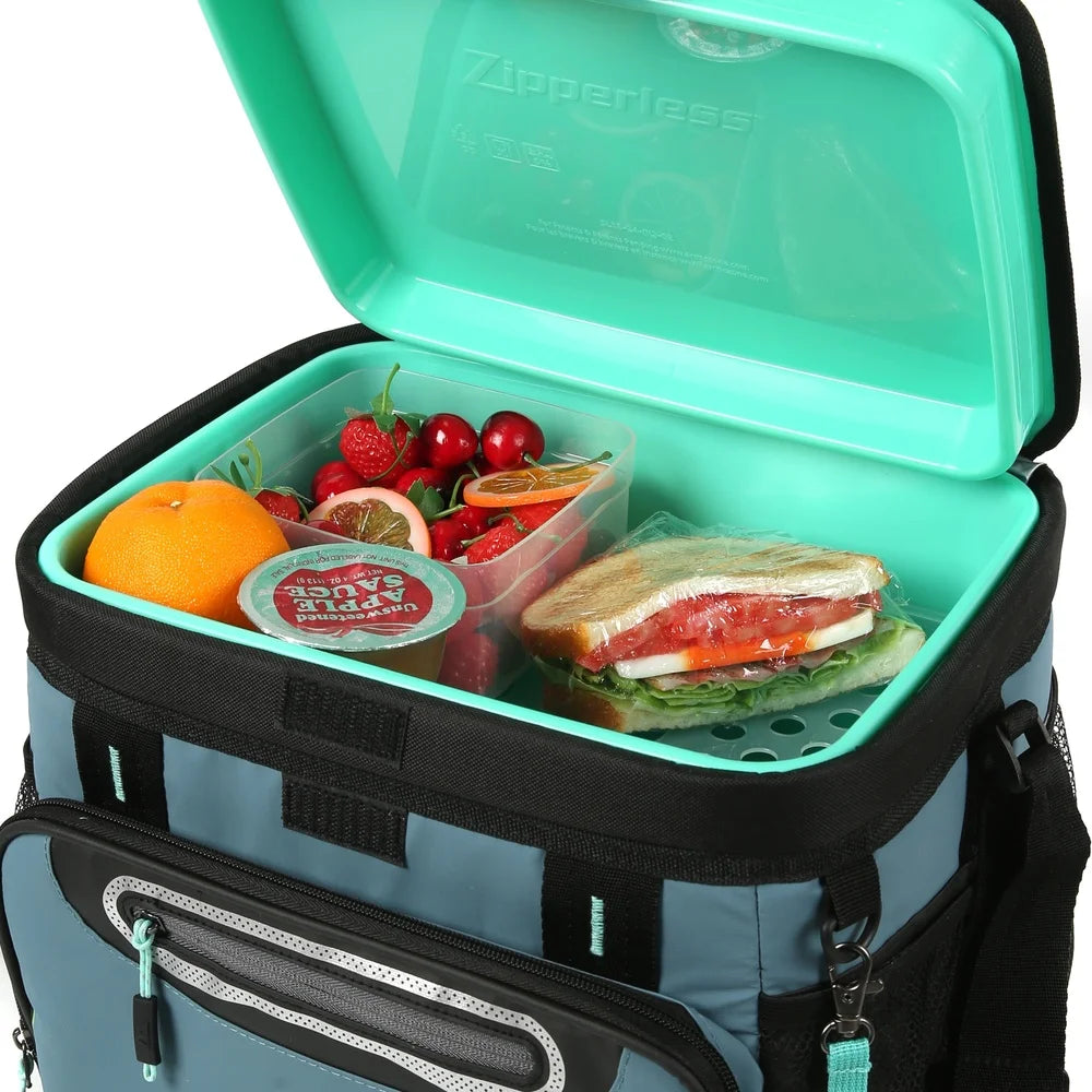 24 Can Zipperless Soft Cooler with Deep Freeze Insulation Leak Proof Lining Road Trips Fishing Camping Beach BBQs and More