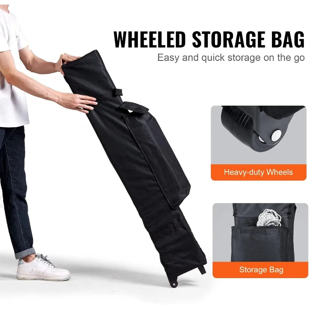 Pop Up Canopy Tent, 10 x 10 ft, 250 D PU Silver Coated Tarp, with Portable Roller Bag and 4 Sandbags, Waterproof and Sun Shelter