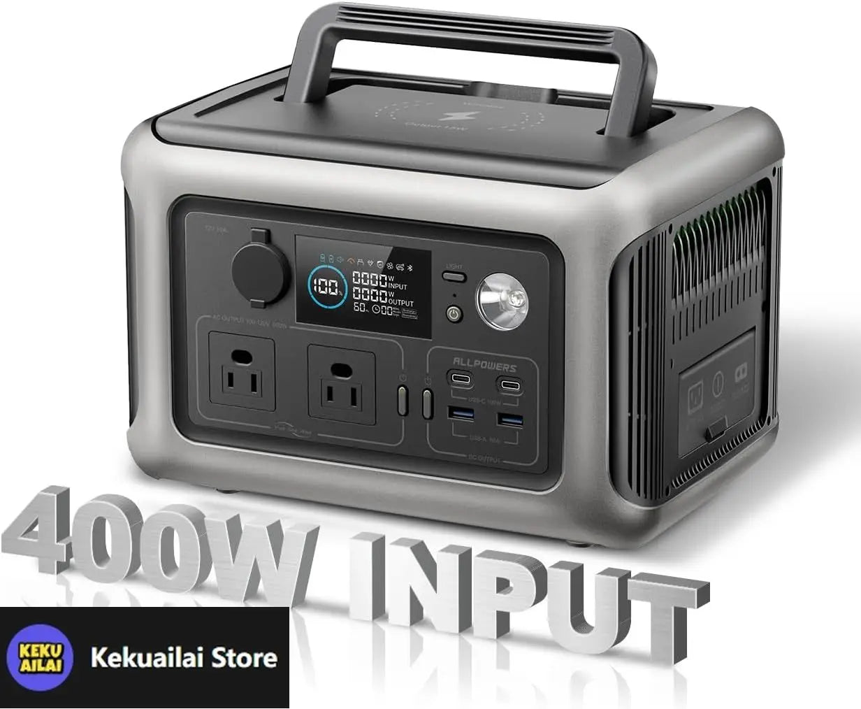 R600 Super-Quiet Portable Power Station, 299Wh 600W LiFePO4 Battery Backup with UPS Function, 400W Max Input