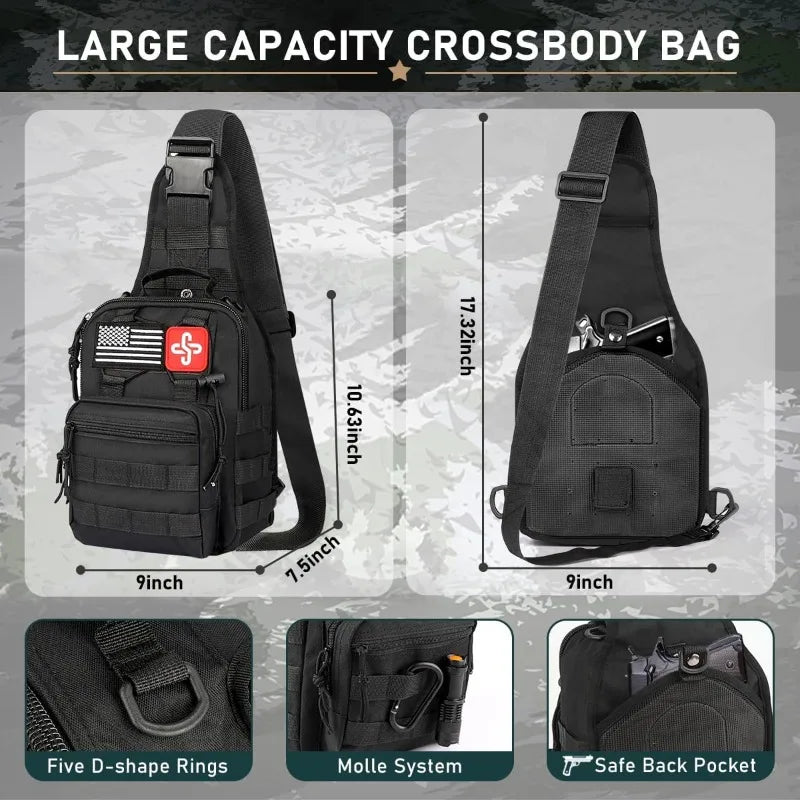 262Pcs Survival Gear and Supplies with First Aid Kit Pouch and Crossbody Bag, Emergency Kit with Tent, Camping Axe