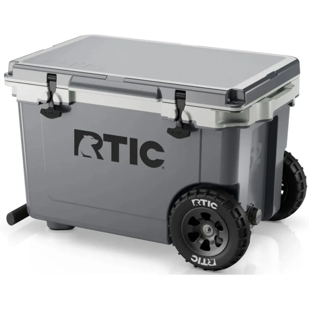 52 Quart Ultra-Light Wheeled Hard Cooler Insulated Portable Ice Chest Box for Beach, Drink, Beverage, Camping, Picnic, Fishing,