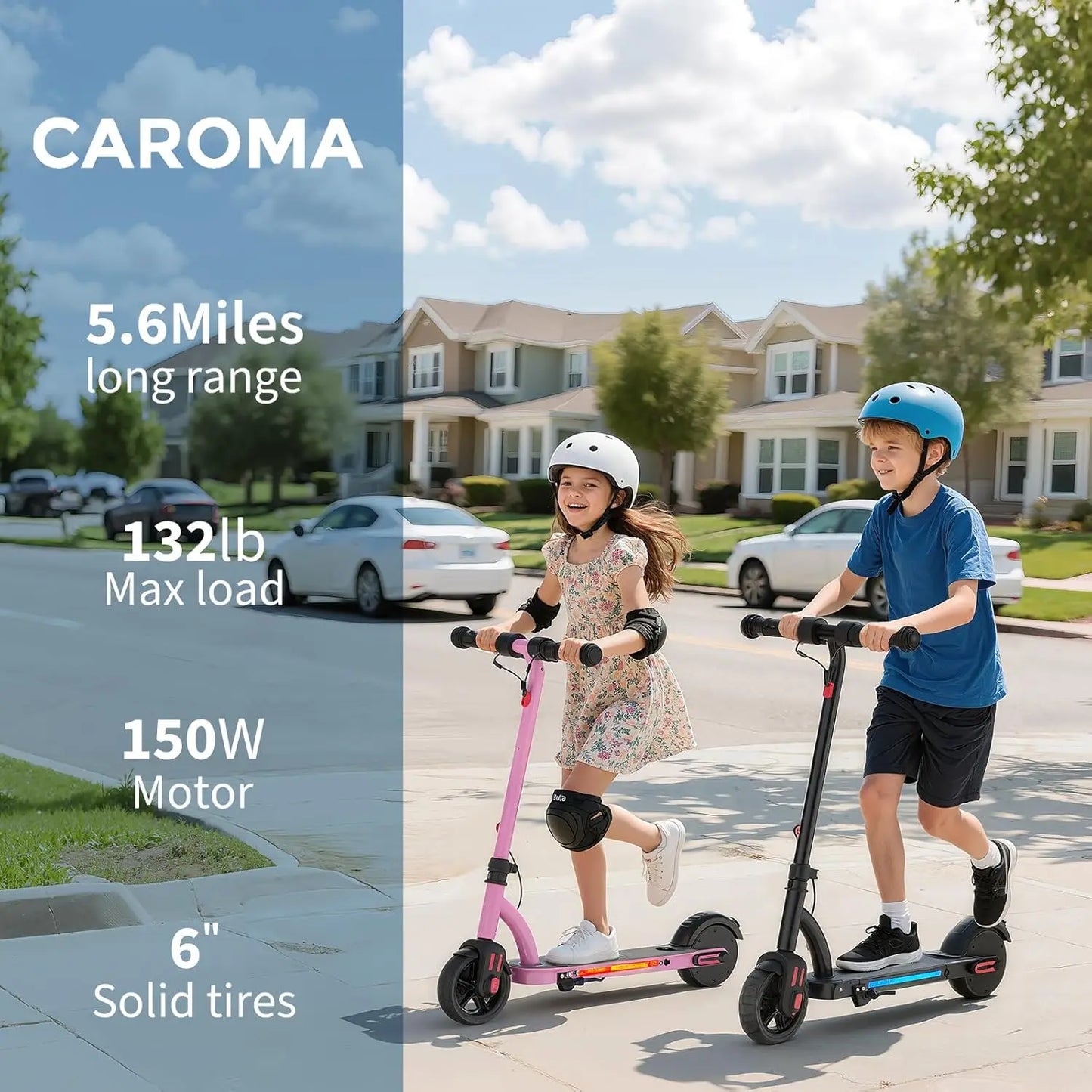CAROMAC Electric Kids Scooter 150W Motor Adjustable Foldable