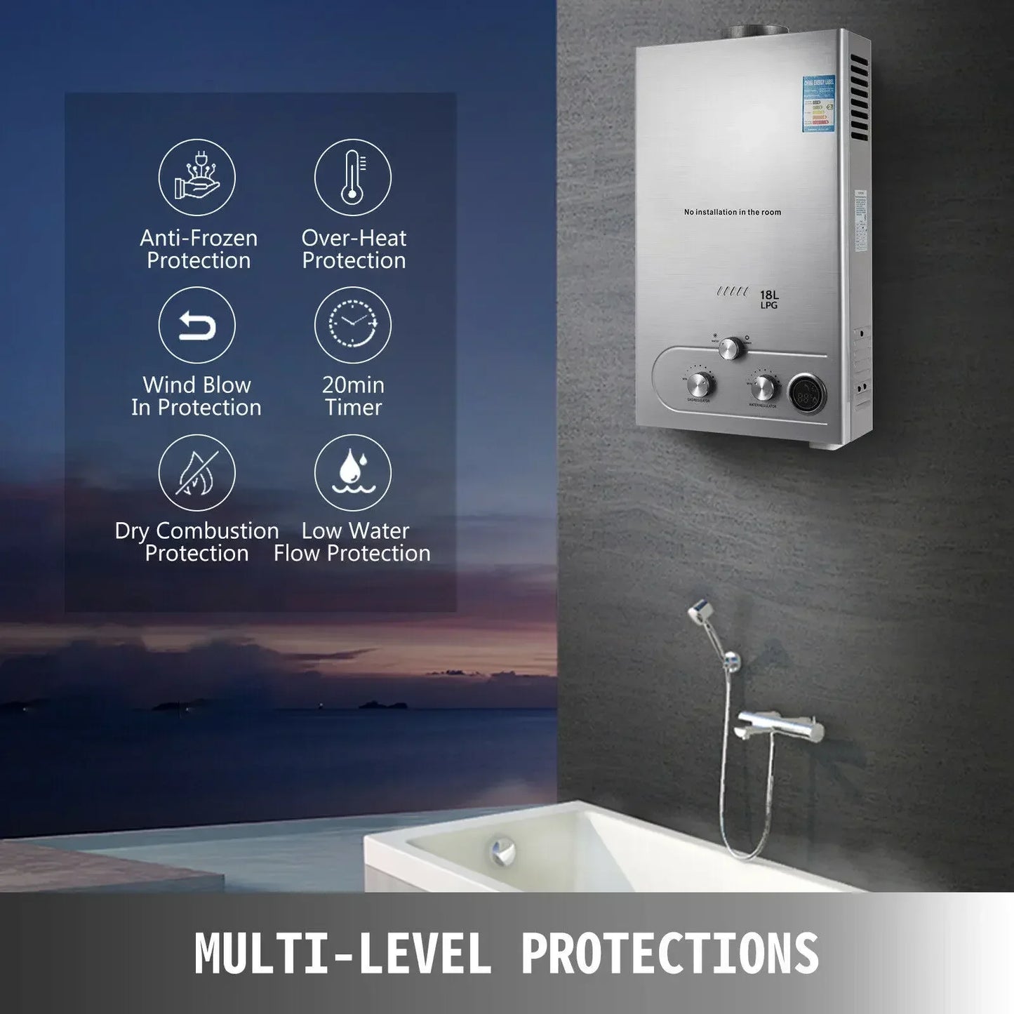 VEVOR Propane Gas Tankless Water Heater for Instant Heating