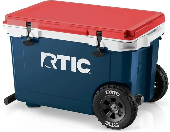 52 Quart Ultra-Light Wheeled Hard Cooler Insulated Portable Ice Chest Box for Beach, Drink, Beverage, Camping, Picnic, Fishing,