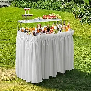 Portable Cooler Table with Extra Storage Shelf, Alloy Steel, Black, Picetable Model
