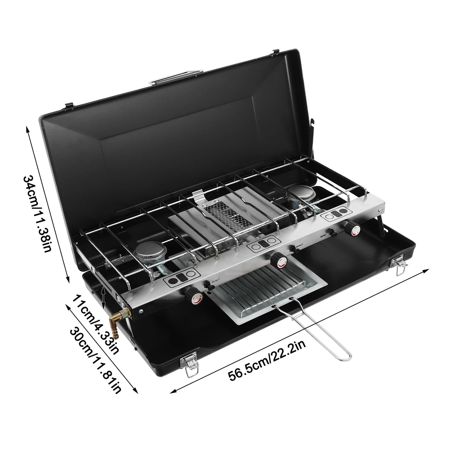 Portable Camping Stove With Griddle 3 Burners Propane