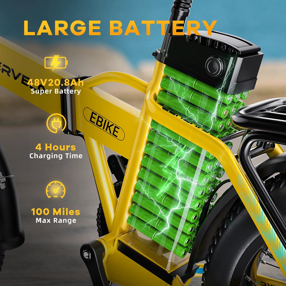 Cybervelo 1000W Folding Electric Bike With Large Battery