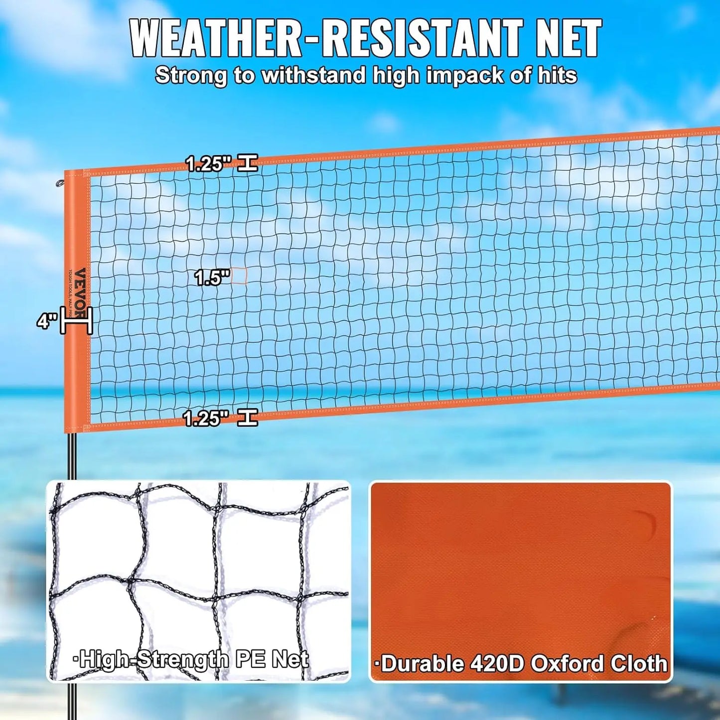 Adjustable 4-Way Volleyball Net Set for Outdoor Fun