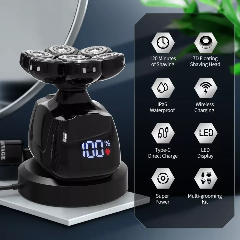 Sejoy 7D Electric Head Shaver for Bald Men Waterproof