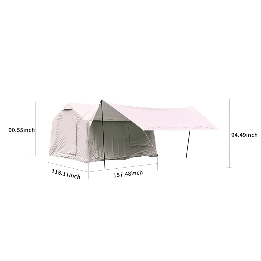 5min Easy Setup Large Inflatable Camping Tent 300D Cotton Fabric Ventilation with Canopy Waterproof Windproof Blow up Tents
