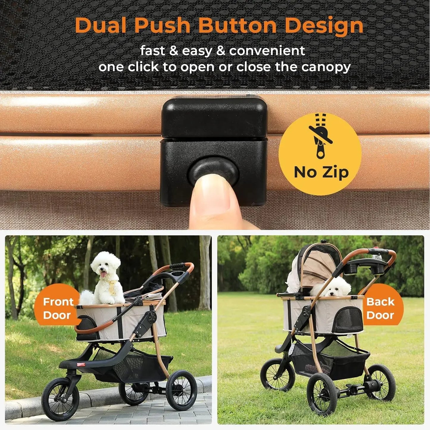 XMSJH 3-in-1 Premium Pet Stroller for Dogs and Cats