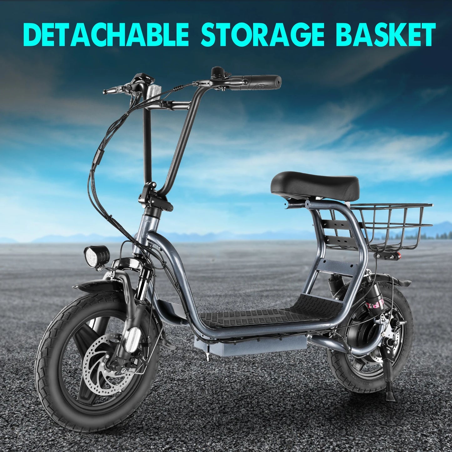 Caroma 500W Electric Scooter With Seat Foldable Basket