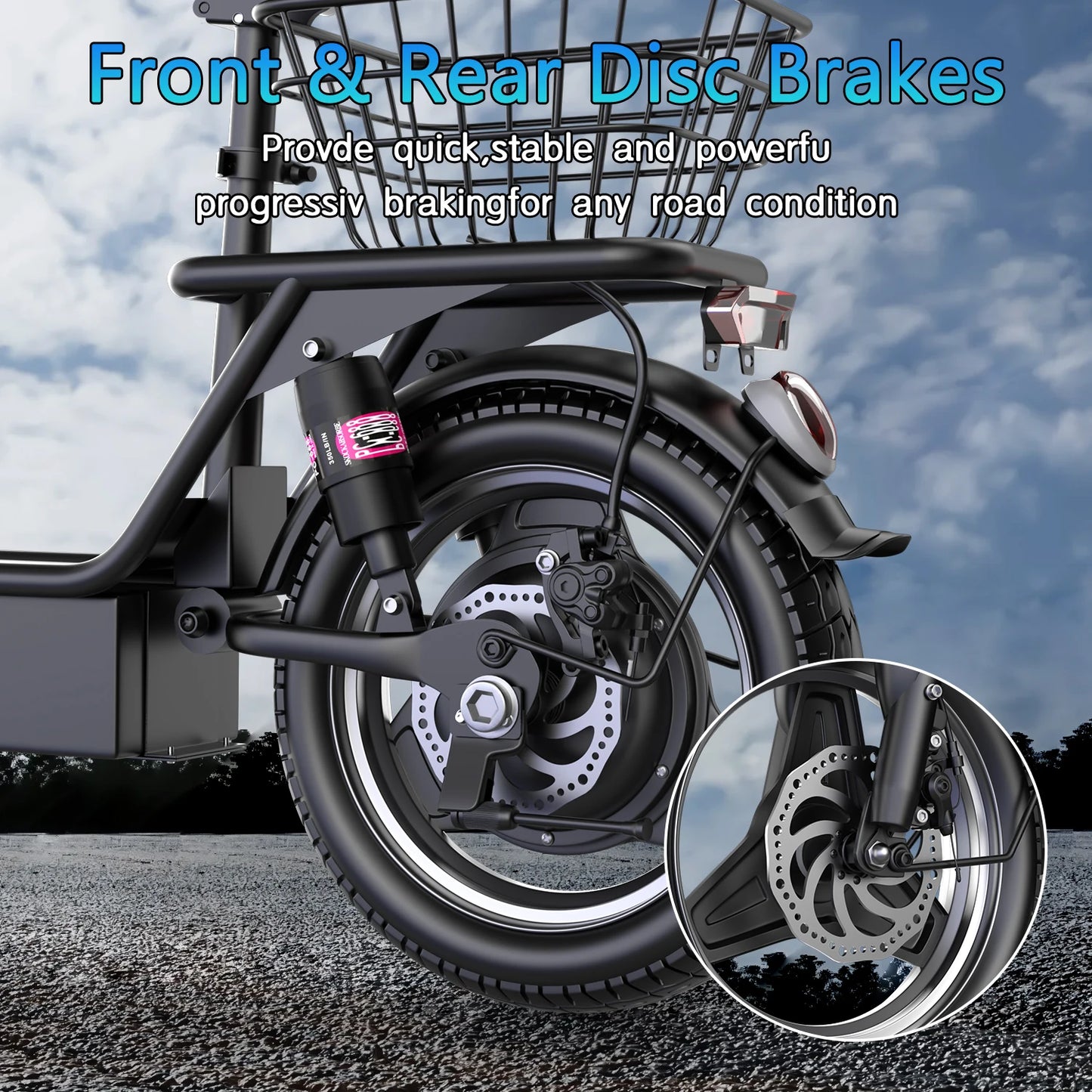 Fold Electric Scooter With Basket 500W Full Suspension