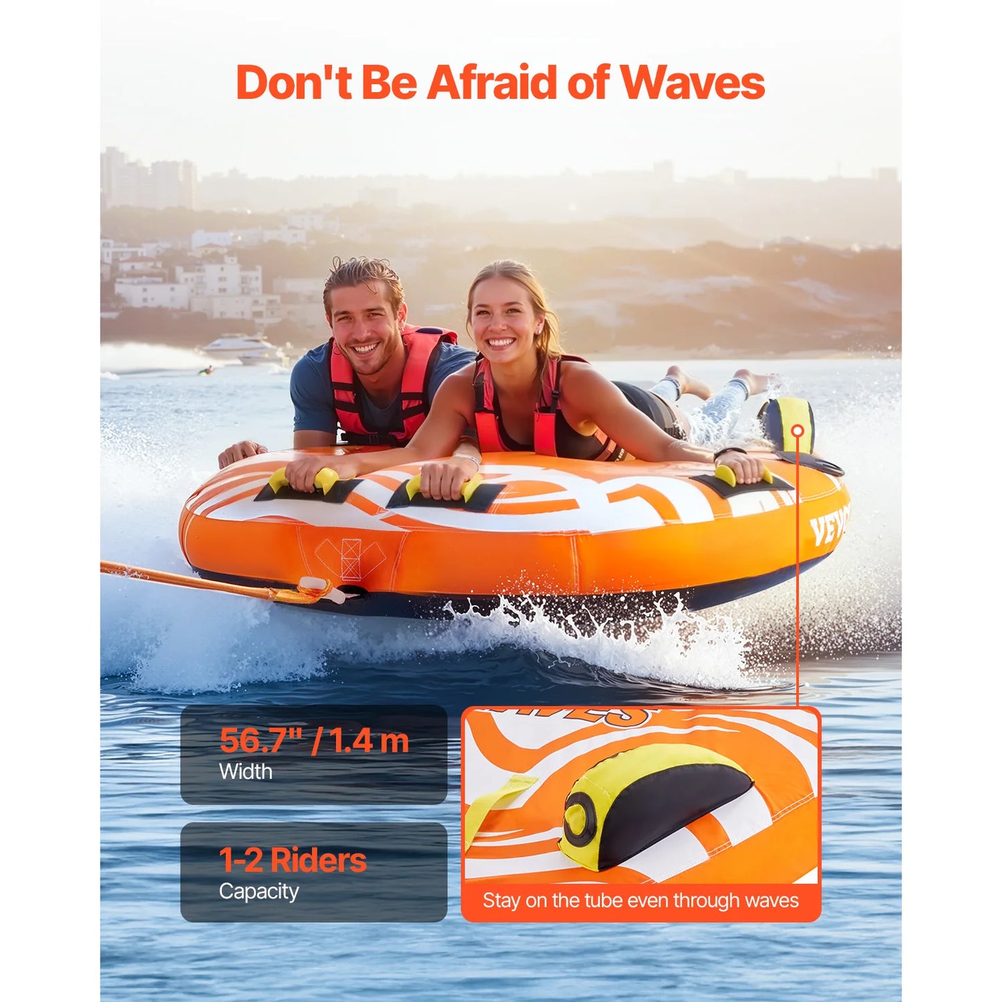 Hign Concerned Towable Two Rider Boat Tube For Water Sports