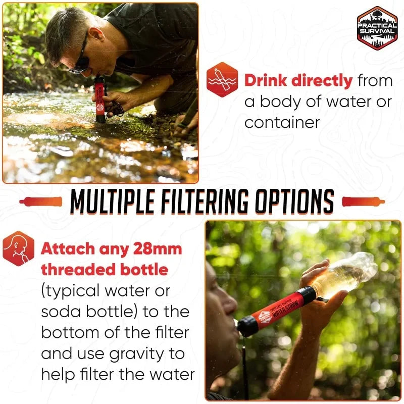 High Capacity Emergency Water Straws for Outdoor Survival