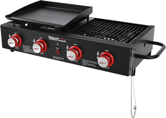 GD4002T 4-Burner Tailgater Grill & Griddle Combo, Portable Propane Gas Grill and Griddle, 2-in-1 Combo Design for Backyard