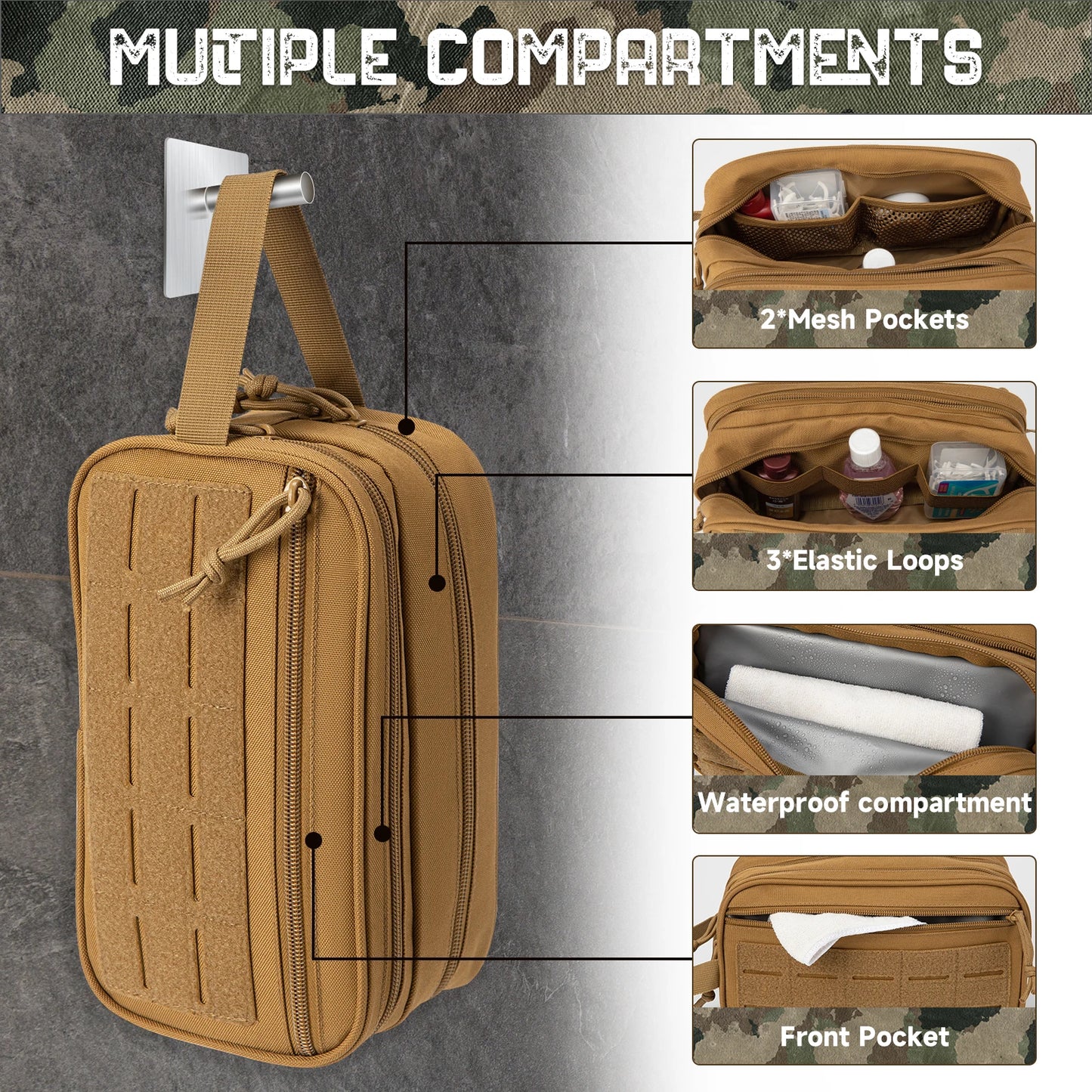 Men's Tactical Toiletry Bag, Hygiene Bag, EDC Tool, Soft Pouches, Small Toiletry Bag, Men's Shaving Kit, Travel Shower Bag