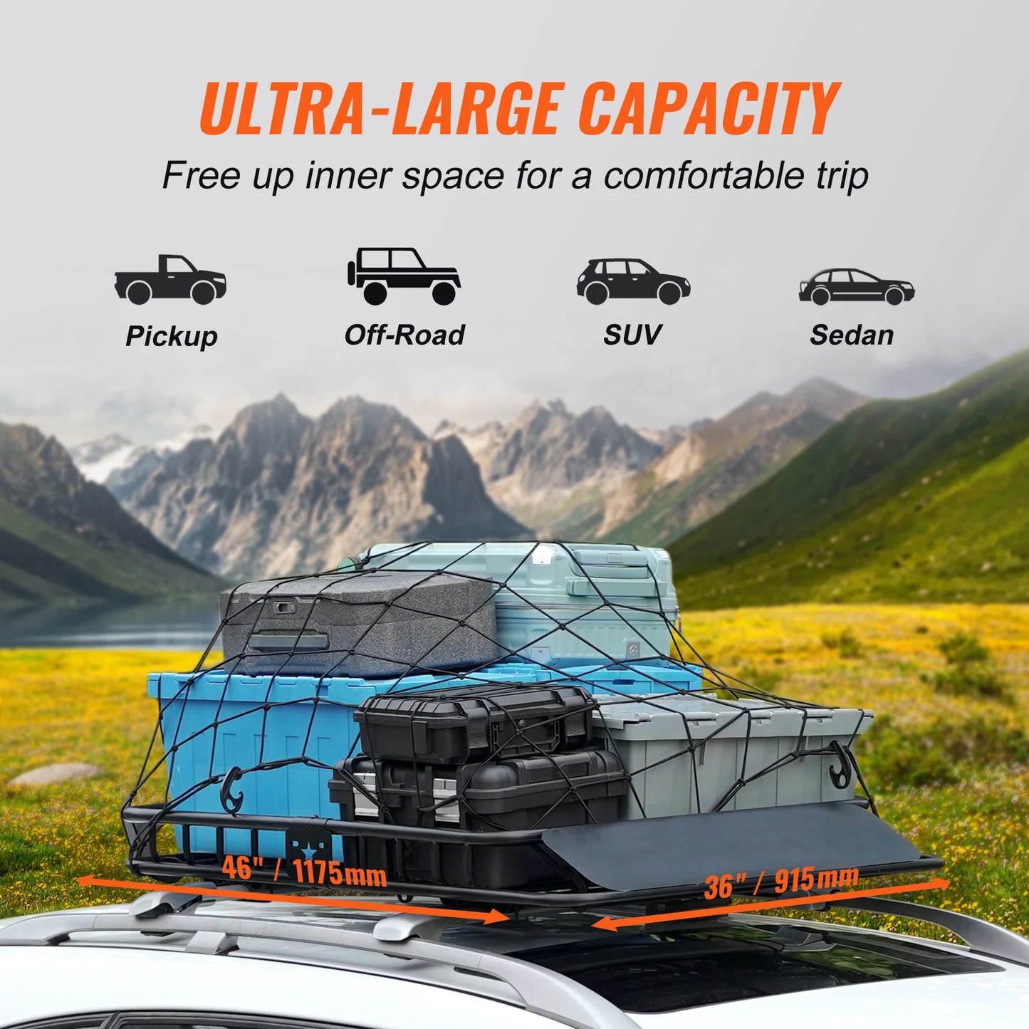 SucceBuy Roof Rack Cargo Basket Carrier for SUV